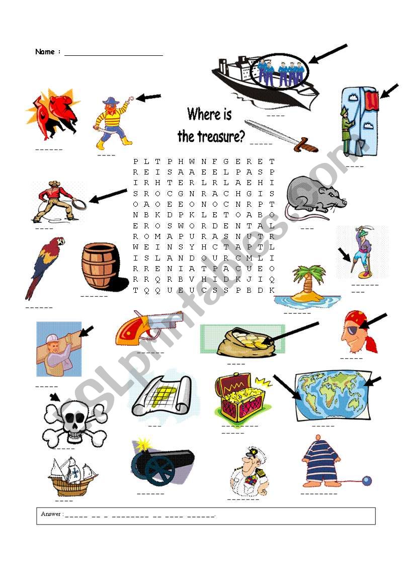 pirate vocabulary wordsearch worksheet