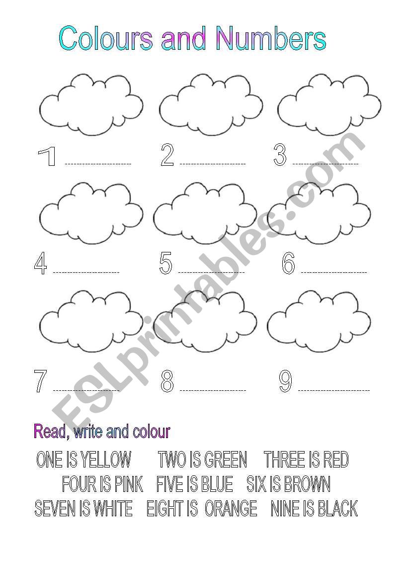 Colurs and Numbers worksheet