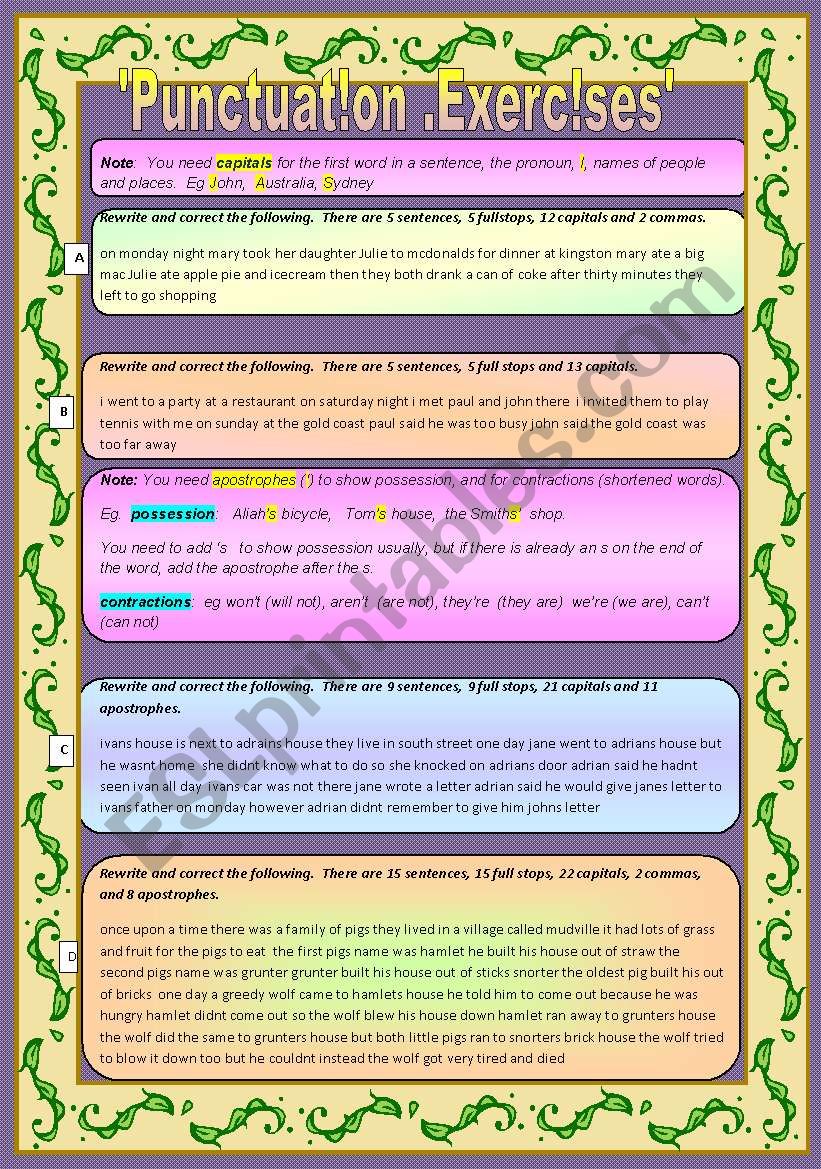 Punctuation Exercises 1 worksheet