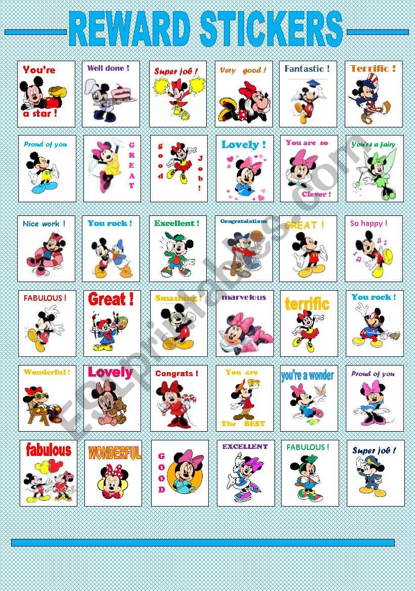 REWARD STICKERS worksheet