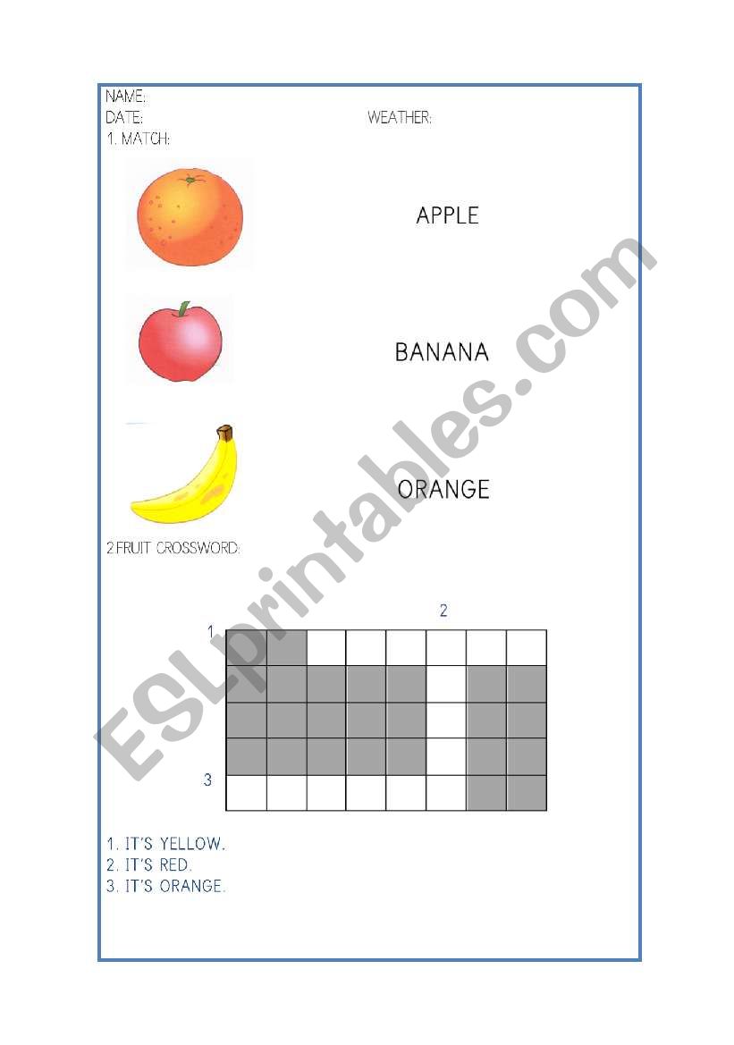 FOOD CROSSWORD worksheet