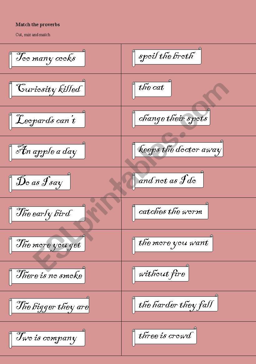 English Proverbs worksheet