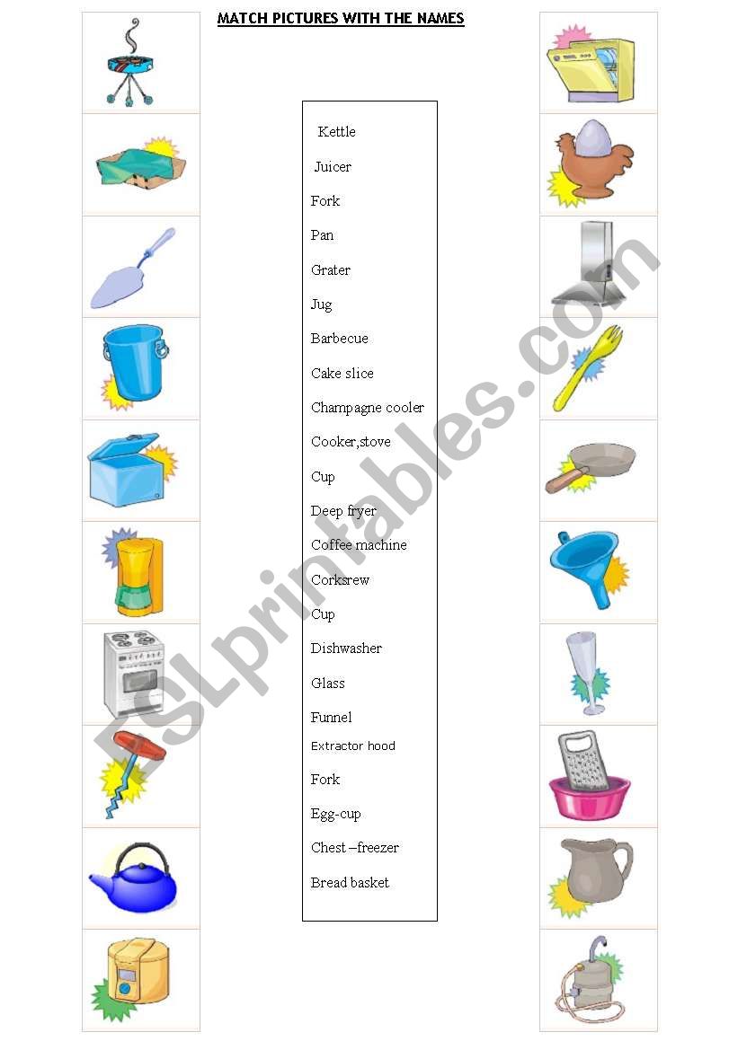 kitchen vocabulary worksheet