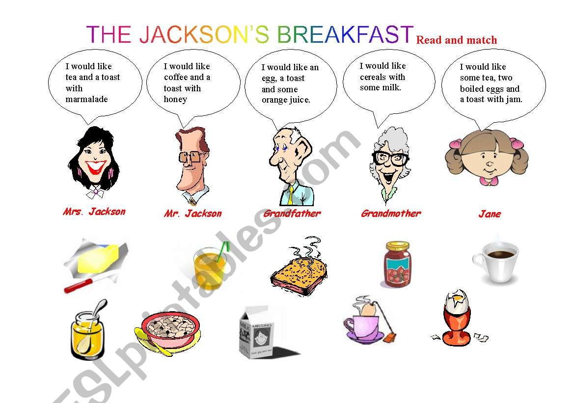 The Jacksons breakfast worksheet