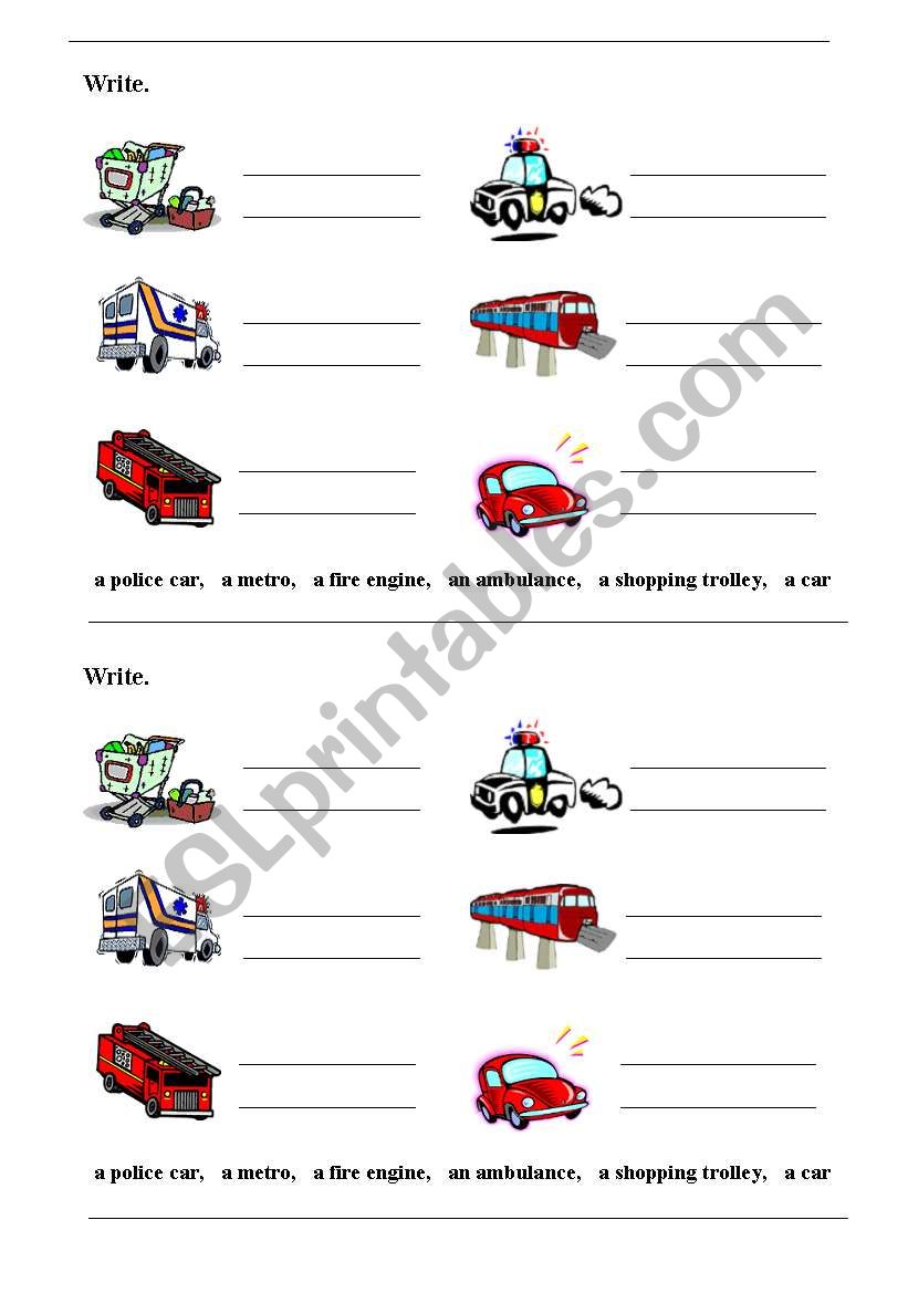 MEANS OF TRANSPORT worksheet