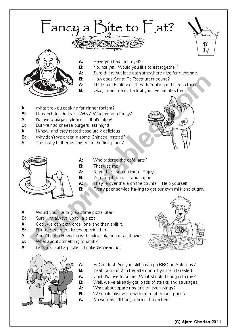 Fancy a Bite to Eat worksheet