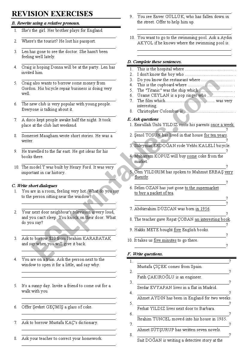 relative clauses worksheet