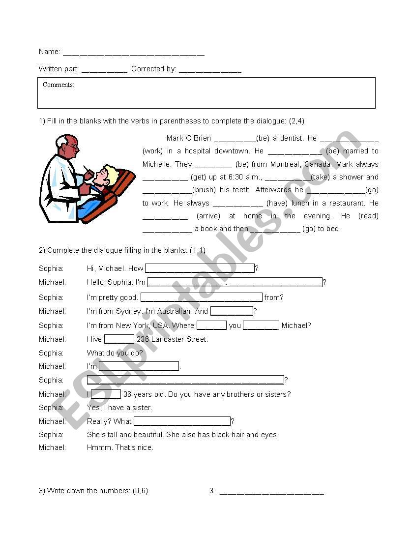 Test for beginners worksheet