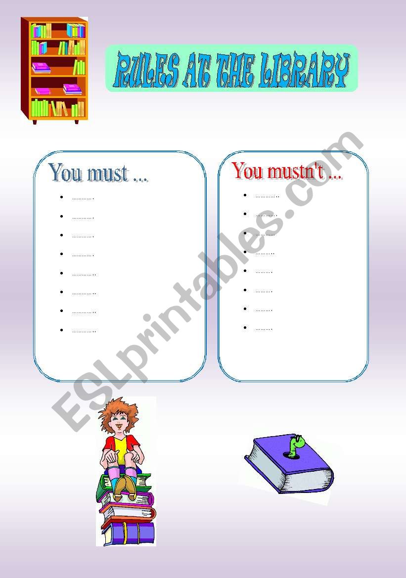 english-worksheets-rules-at-the-library