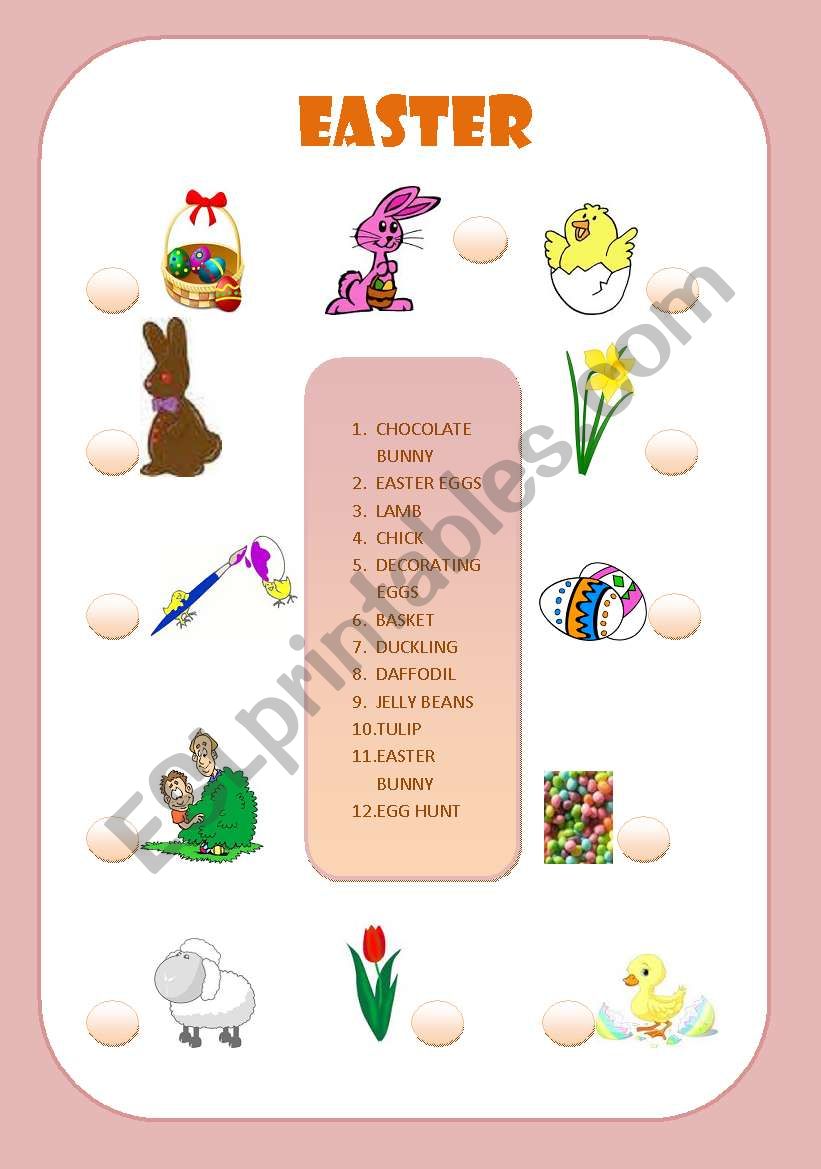 easter match worksheet