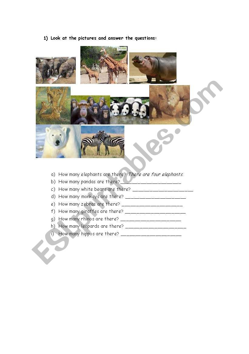 How many animals are there? worksheet