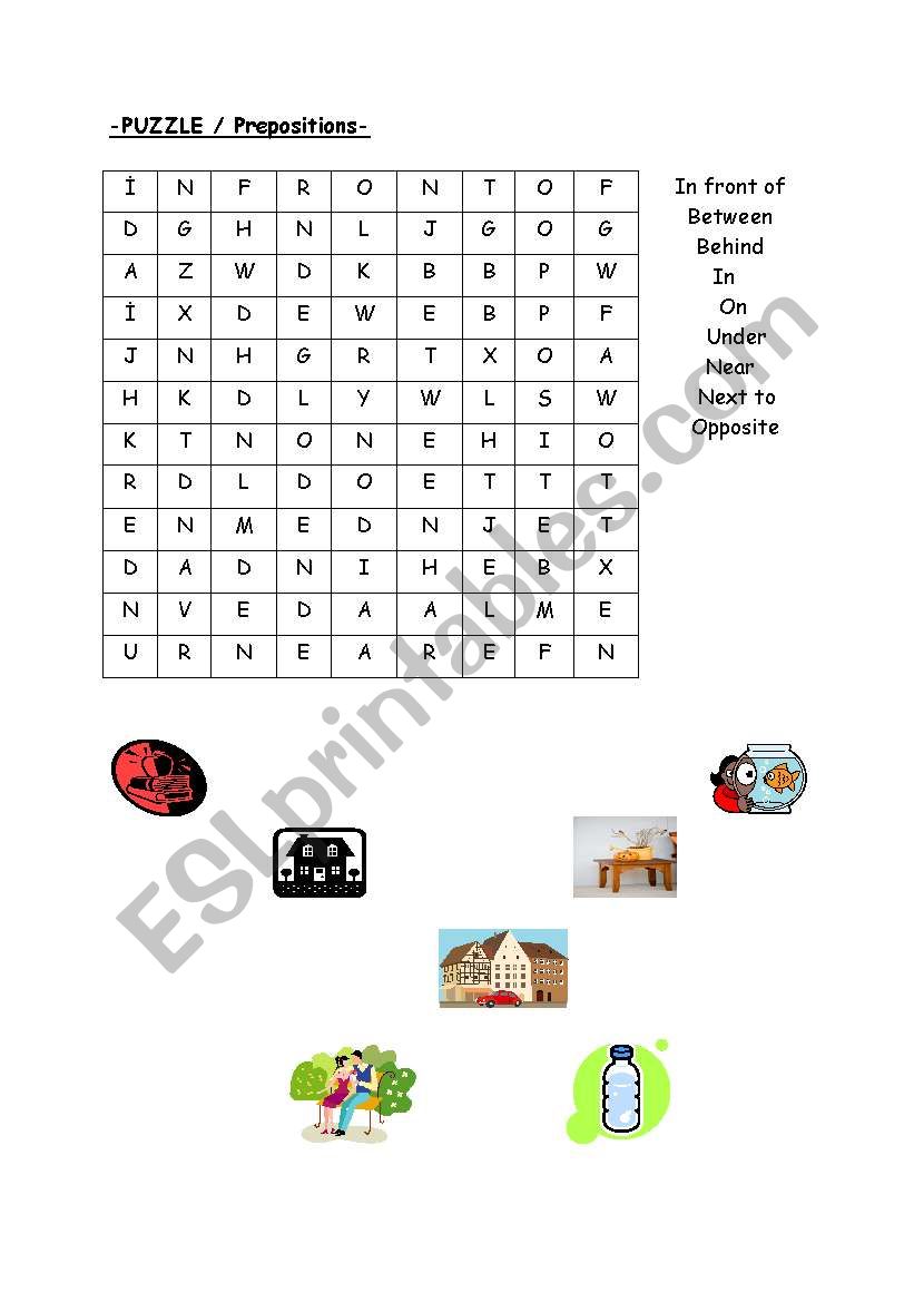 word search puzzle/ prepositions