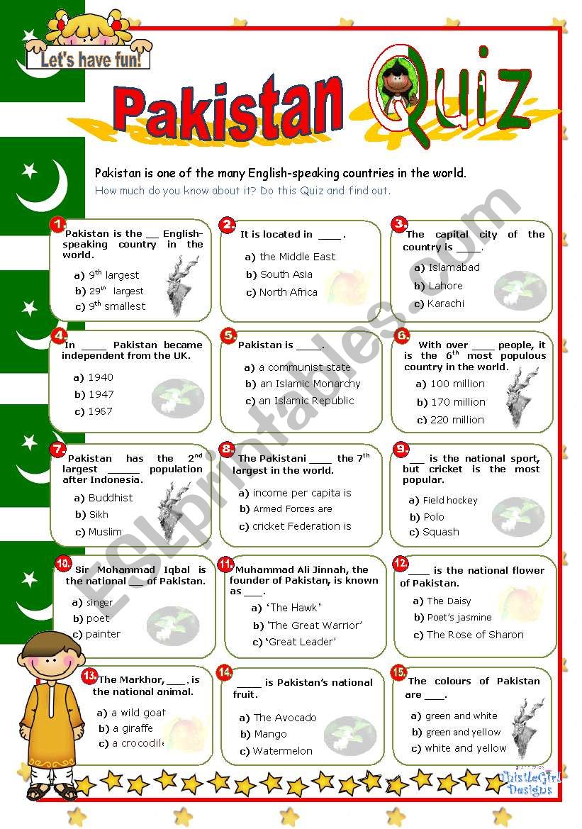Pakistan  Quiz worksheet