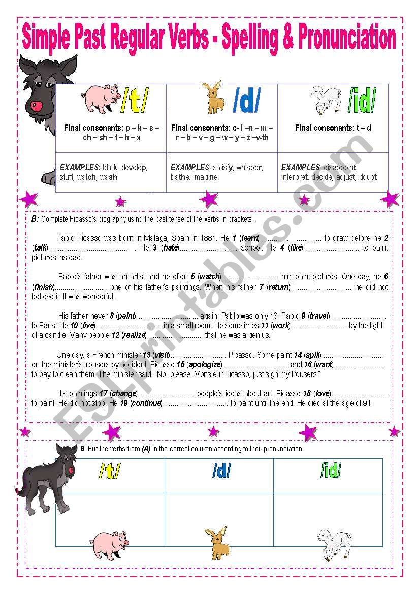 Simple Past  (1/2)  Regular Verbs Spelling and  Pronunciation with key