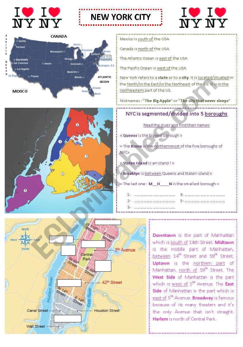 New York City worksheet