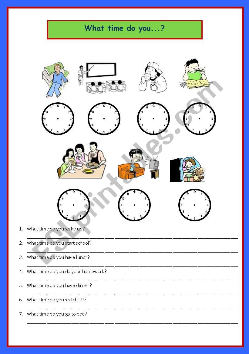 What time do you...? worksheet