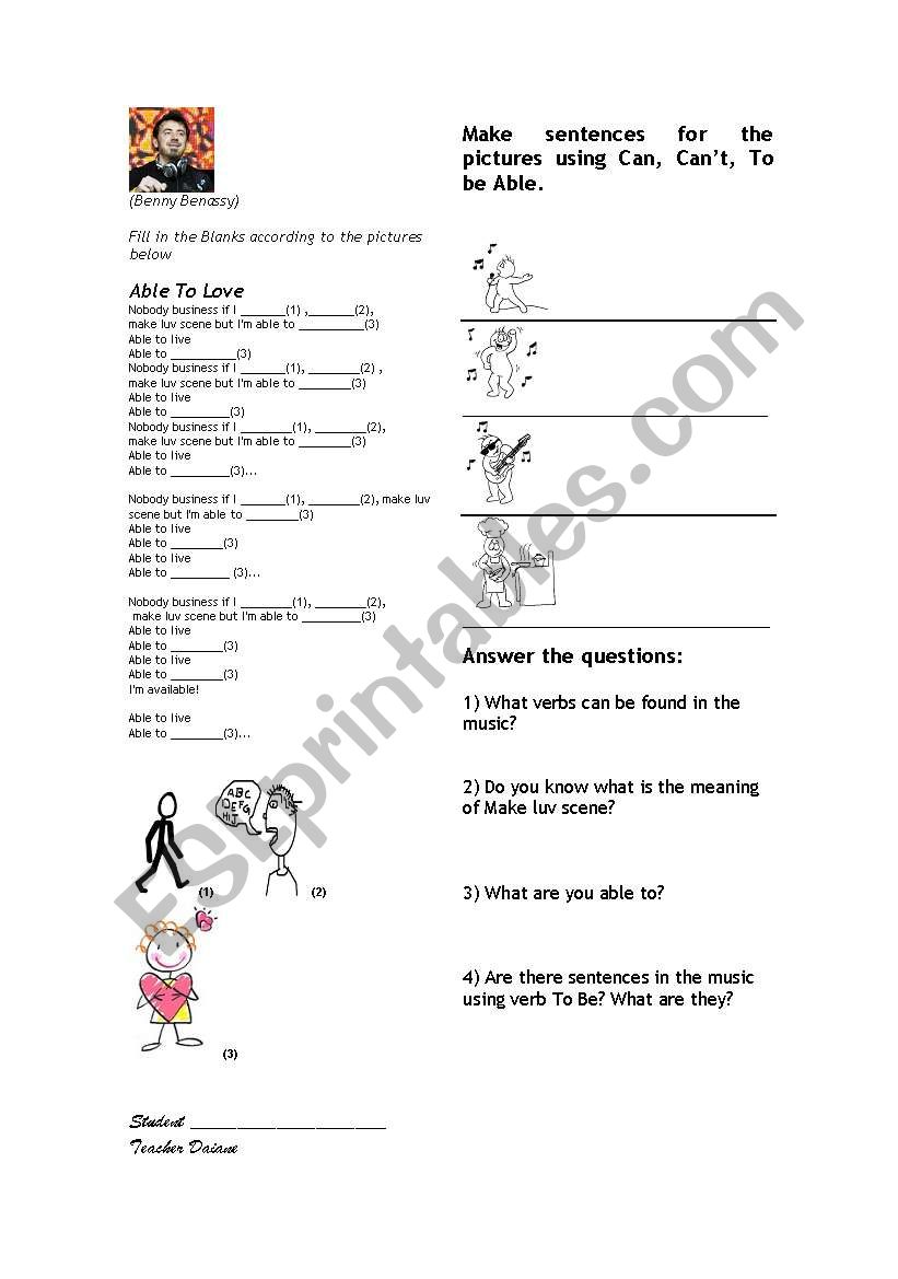 Able to Love worksheet