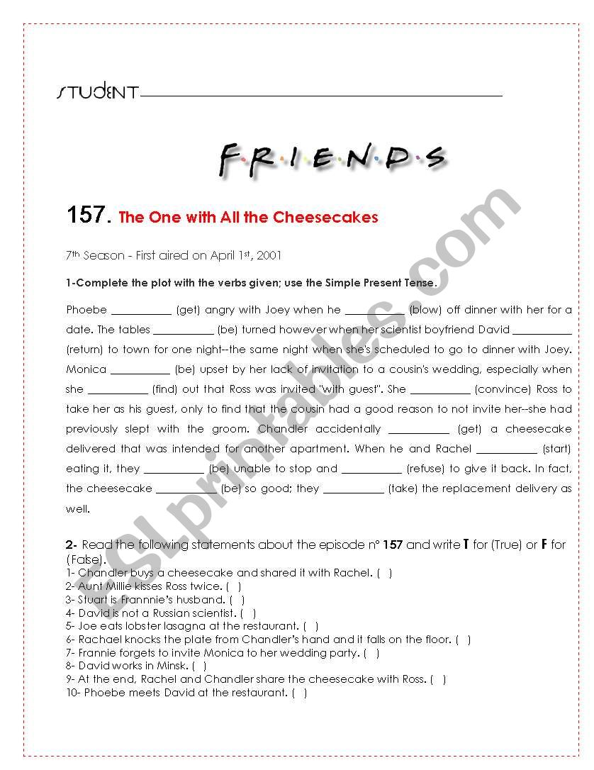 Friends Show Activity worksheet