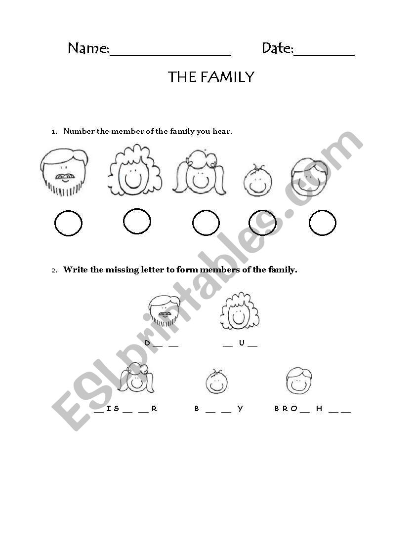 THE FAMILY worksheet