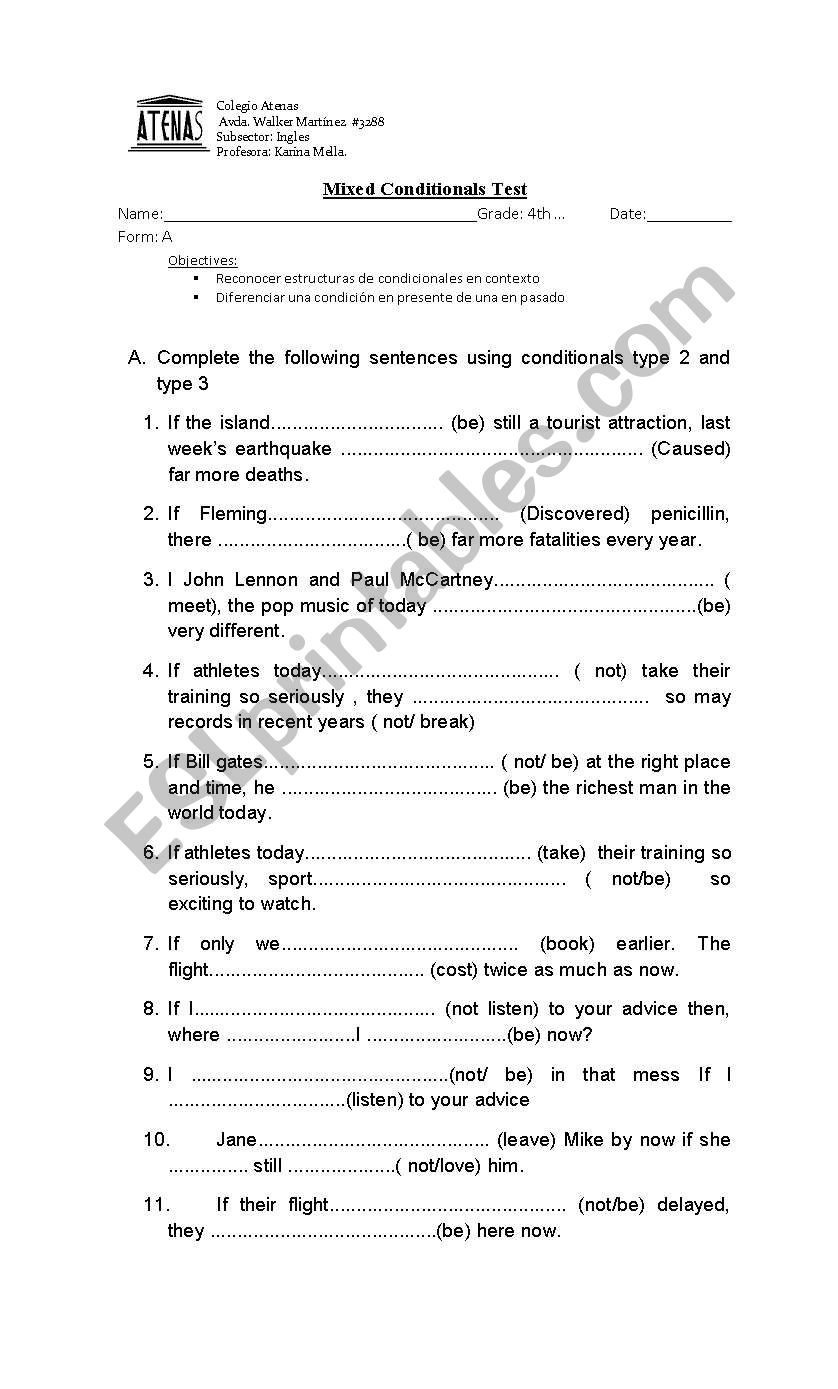 mixed conditionals worksheet