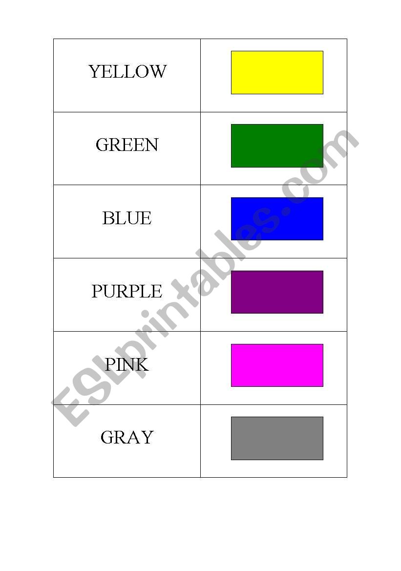 memory game - colours worksheet