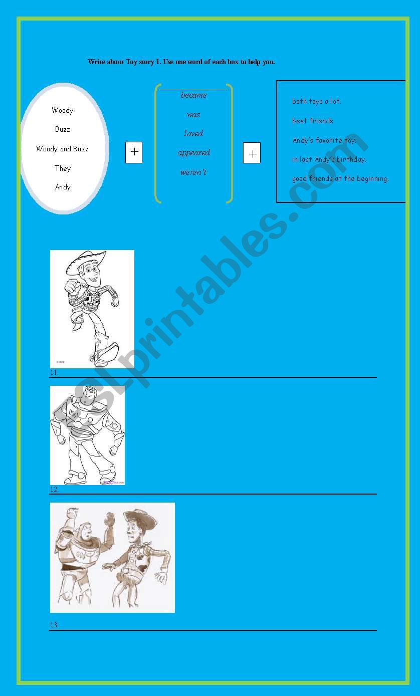 Toy story writng worksheet