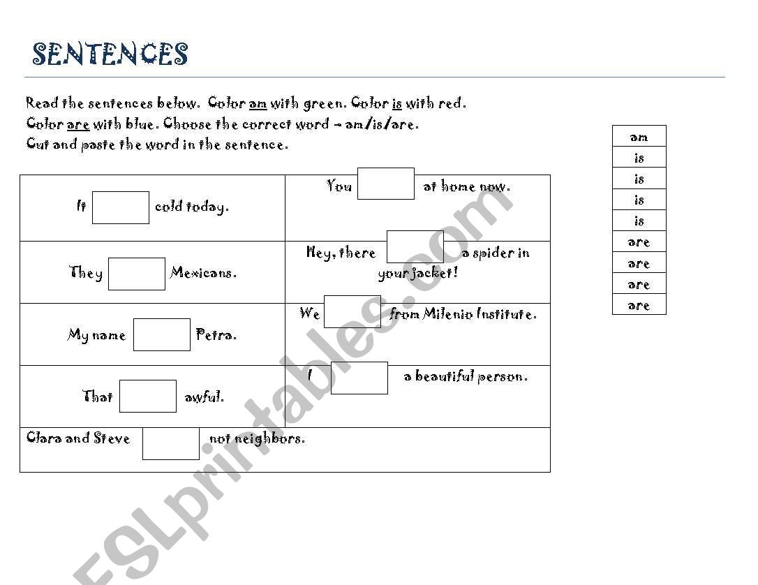 To be practice for kids worksheet