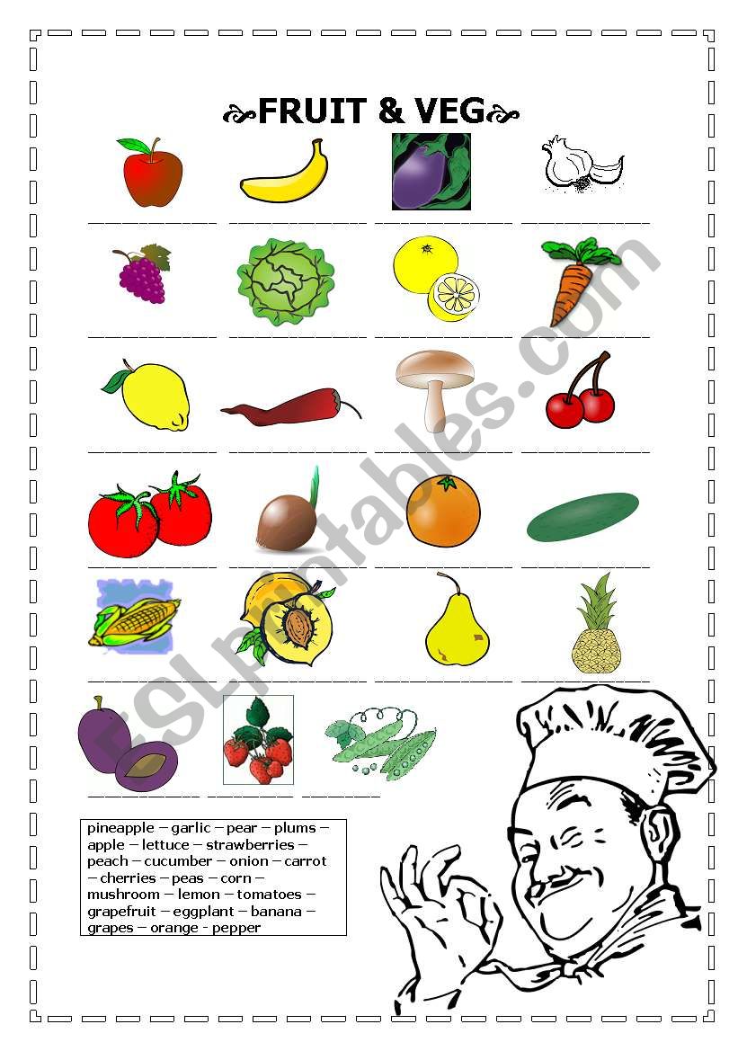 fruit and veg worksheet