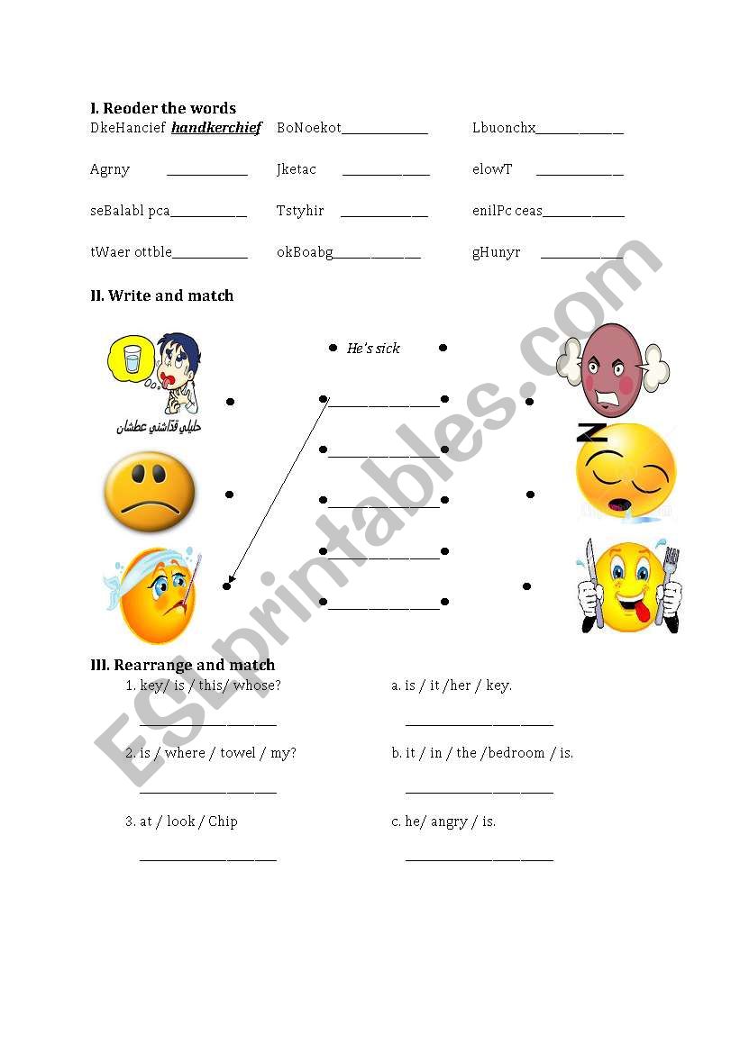 feelings and possessives worksheet
