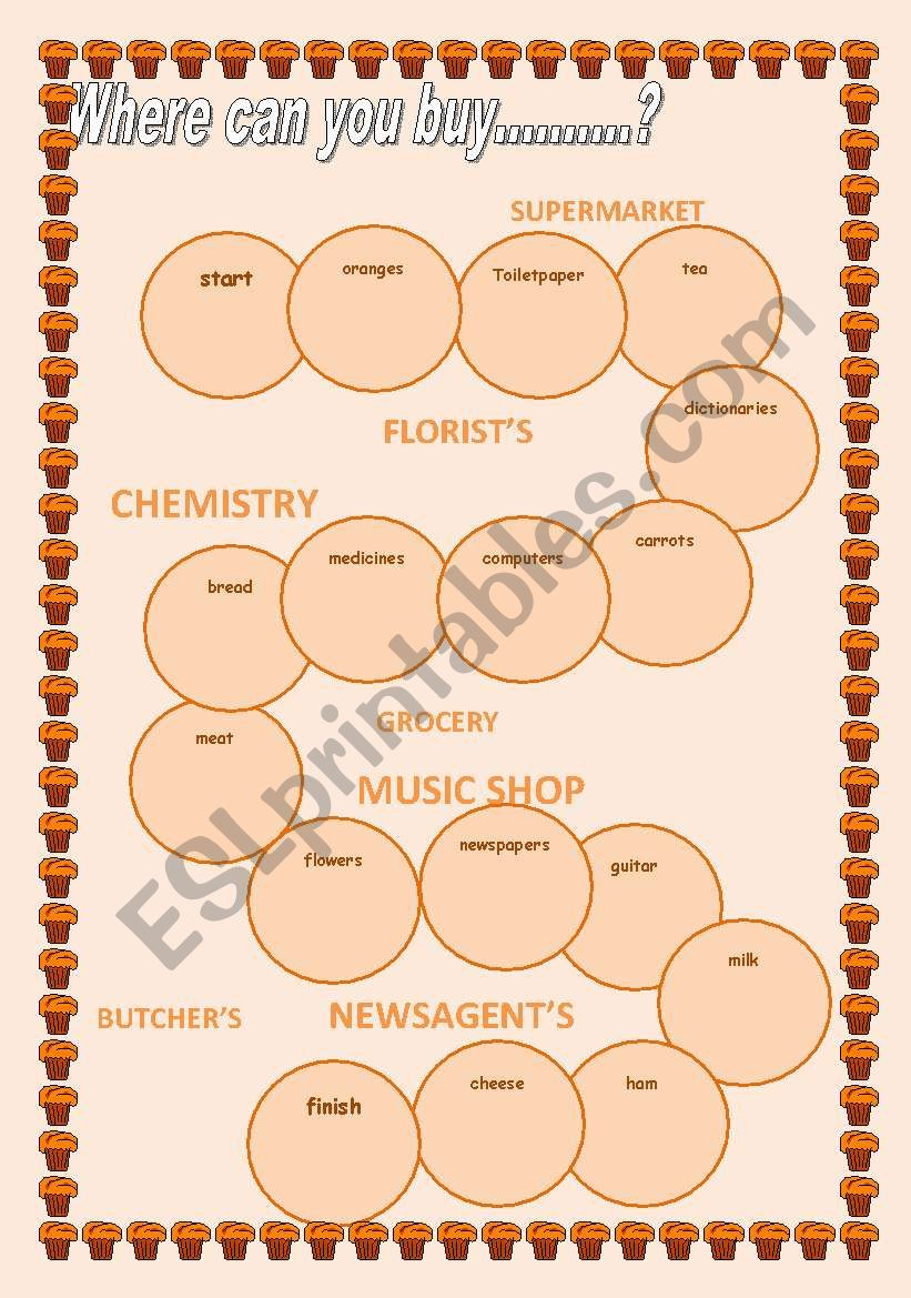 shops worksheet