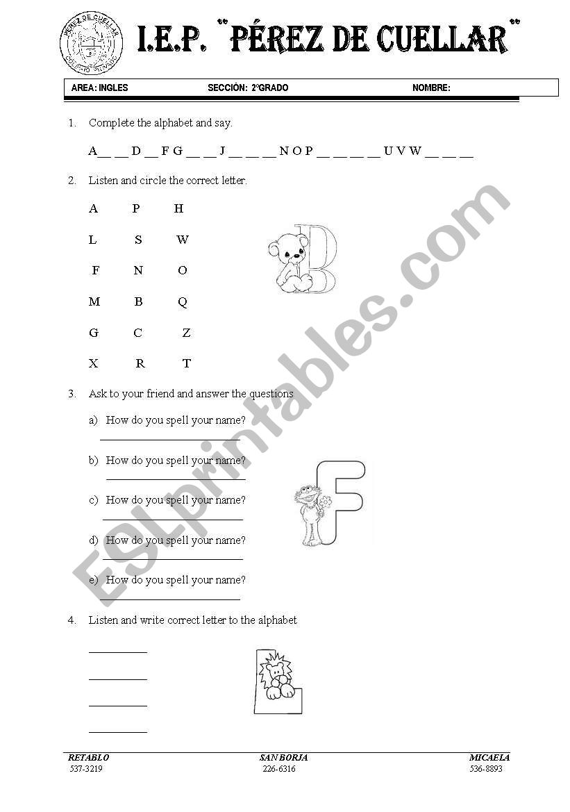 abecedario worksheet
