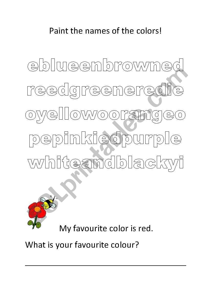 paint the names of the colors worksheet