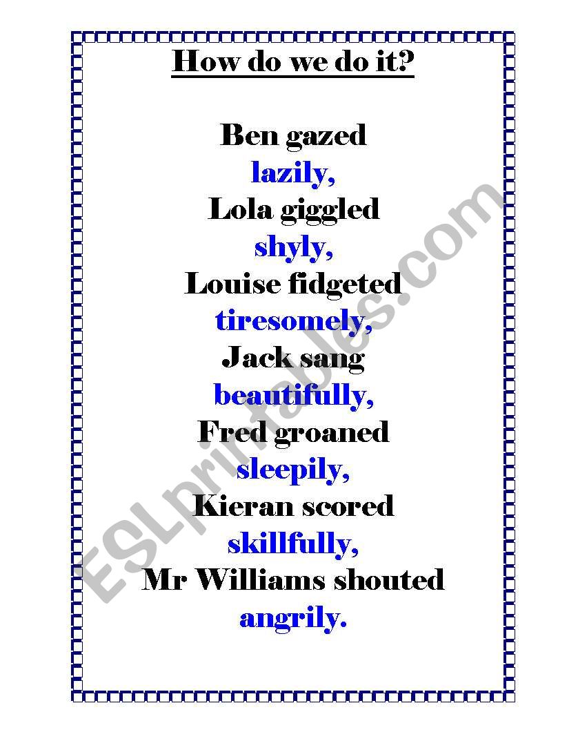 Adverb Poetry worksheet