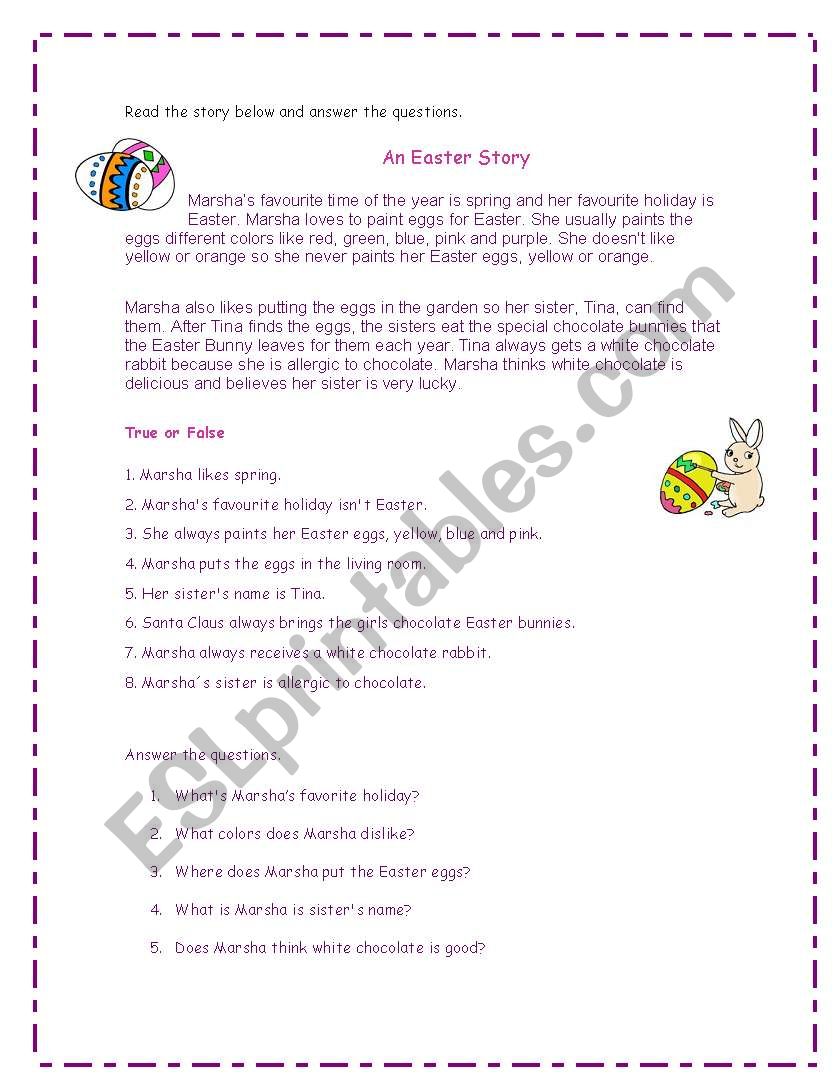 An Easter Story worksheet