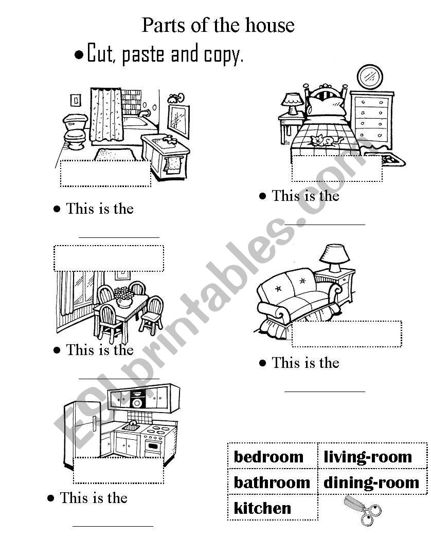 PARTS OF THE HOUSE : Cut & paste activiy