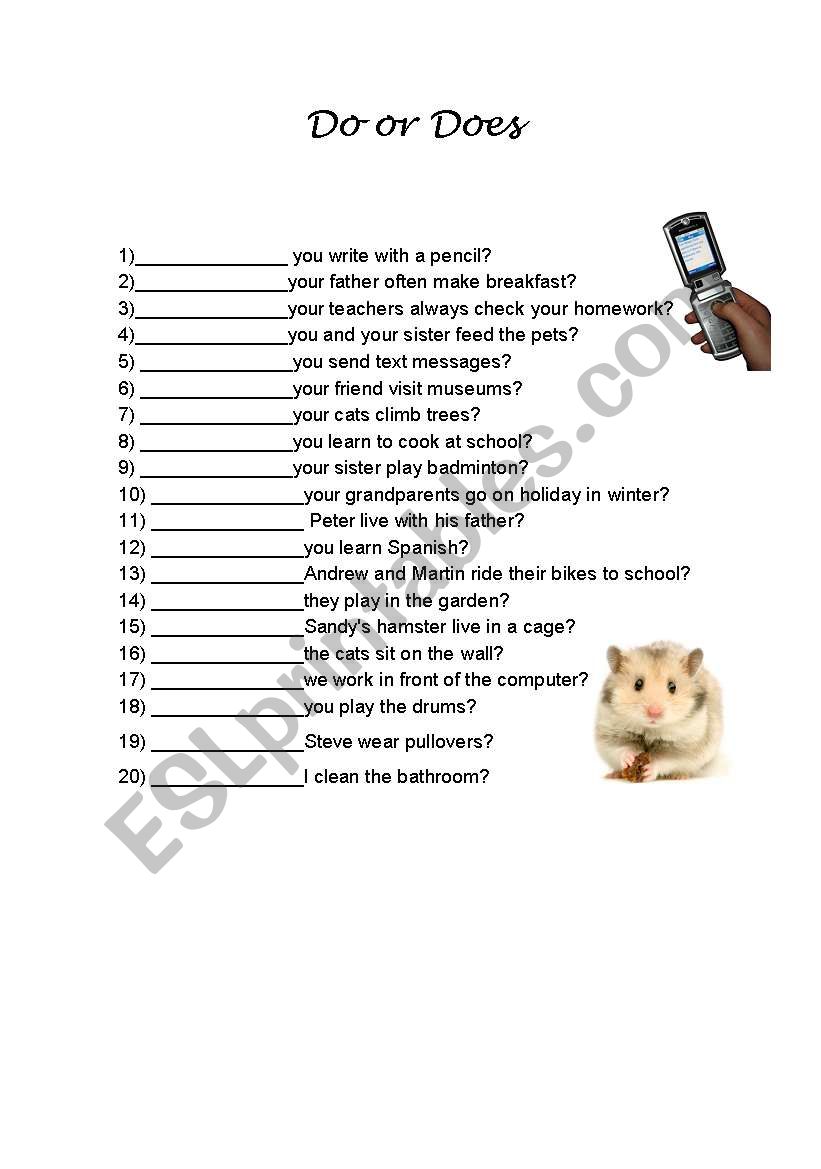 Do ro Does worksheet