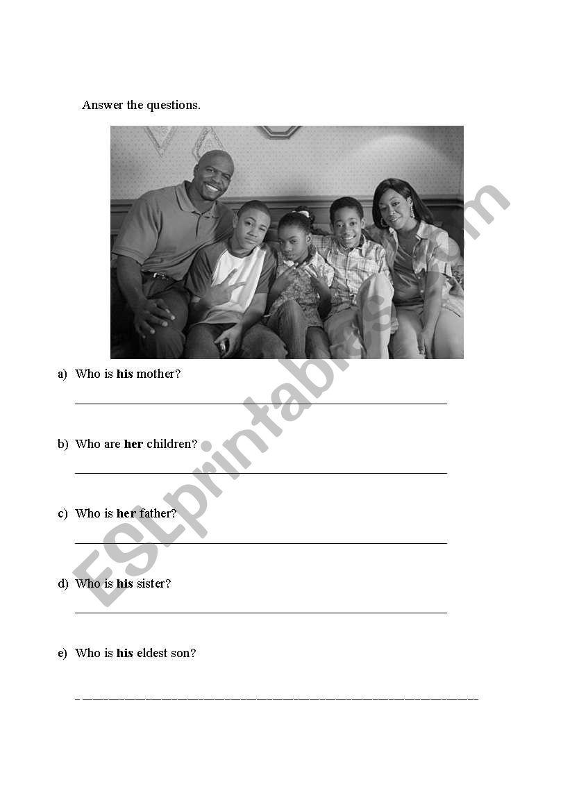 Family members worksheet