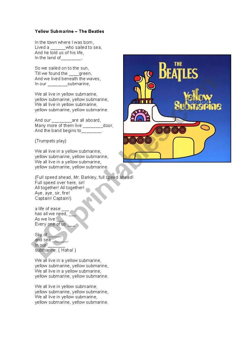 Yellow Submarine worksheet