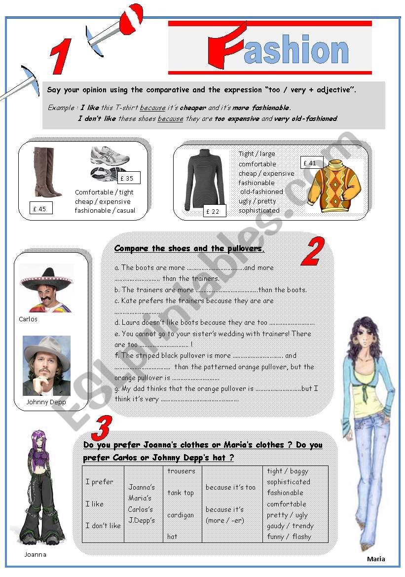 CLOTHES COMPARISON (fashion show debate : what model do you prefer ?) *Key answers  fully editable*