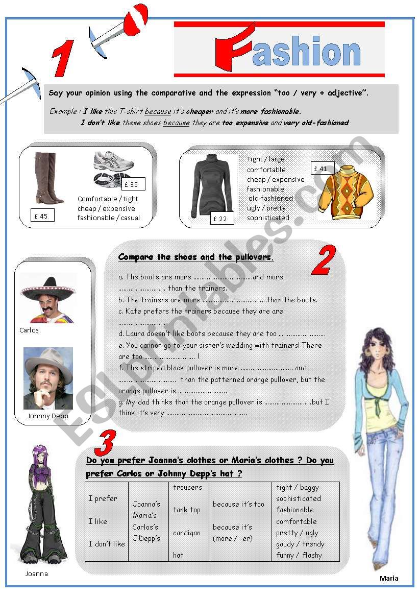 CLOTHES COMPARISON (fashion show debate : what model do you prefer ?) *Key answers Â§ fully editable*