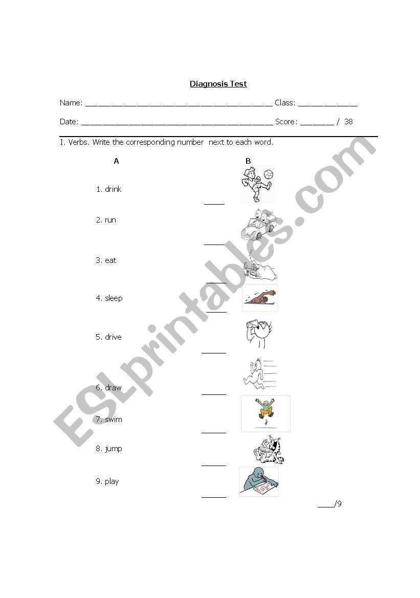 Diagnosis Test worksheet