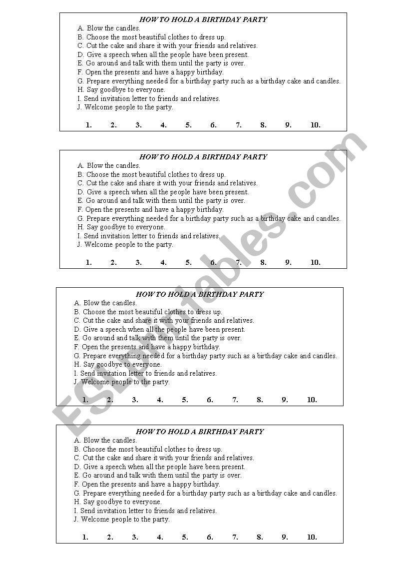 Sequence Words worksheet