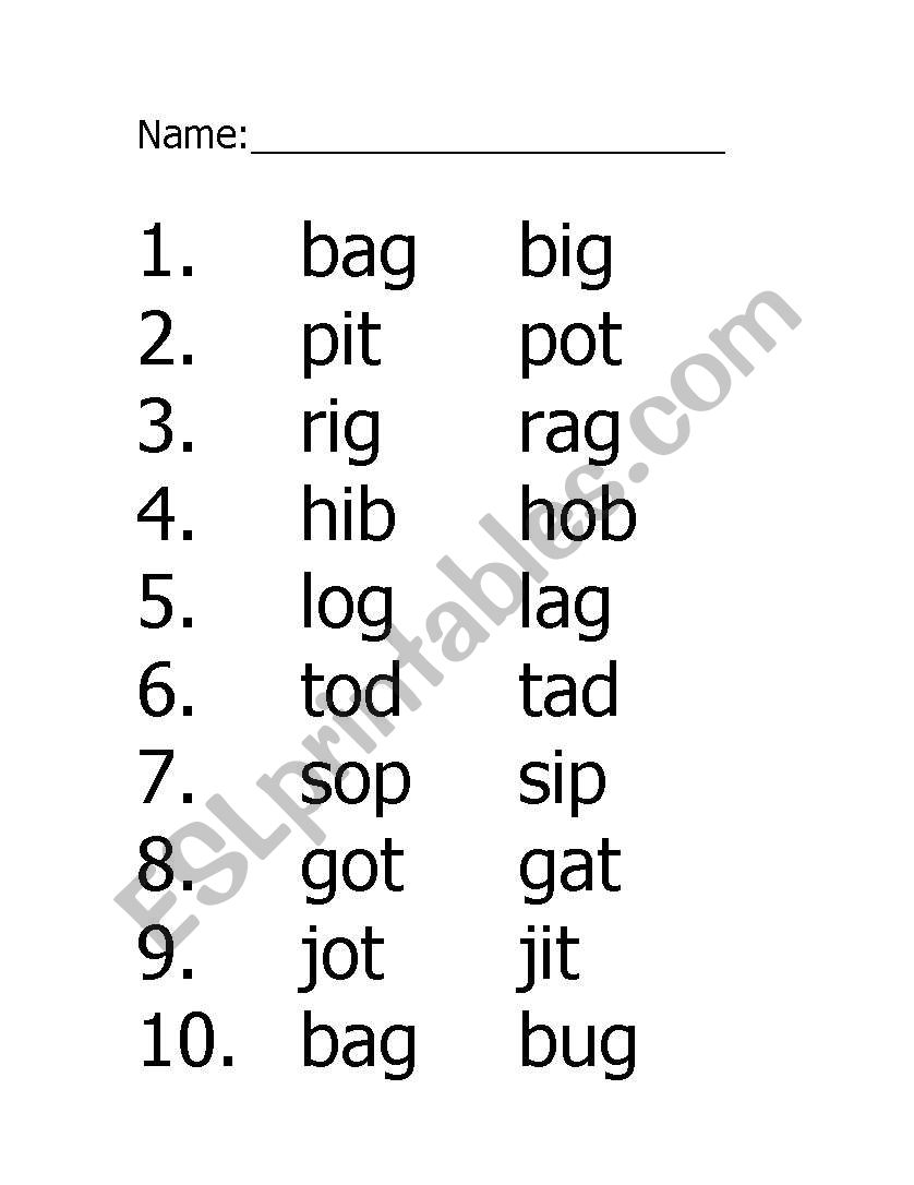 Medial Short Vowel Sound Choice: a, i, o, u