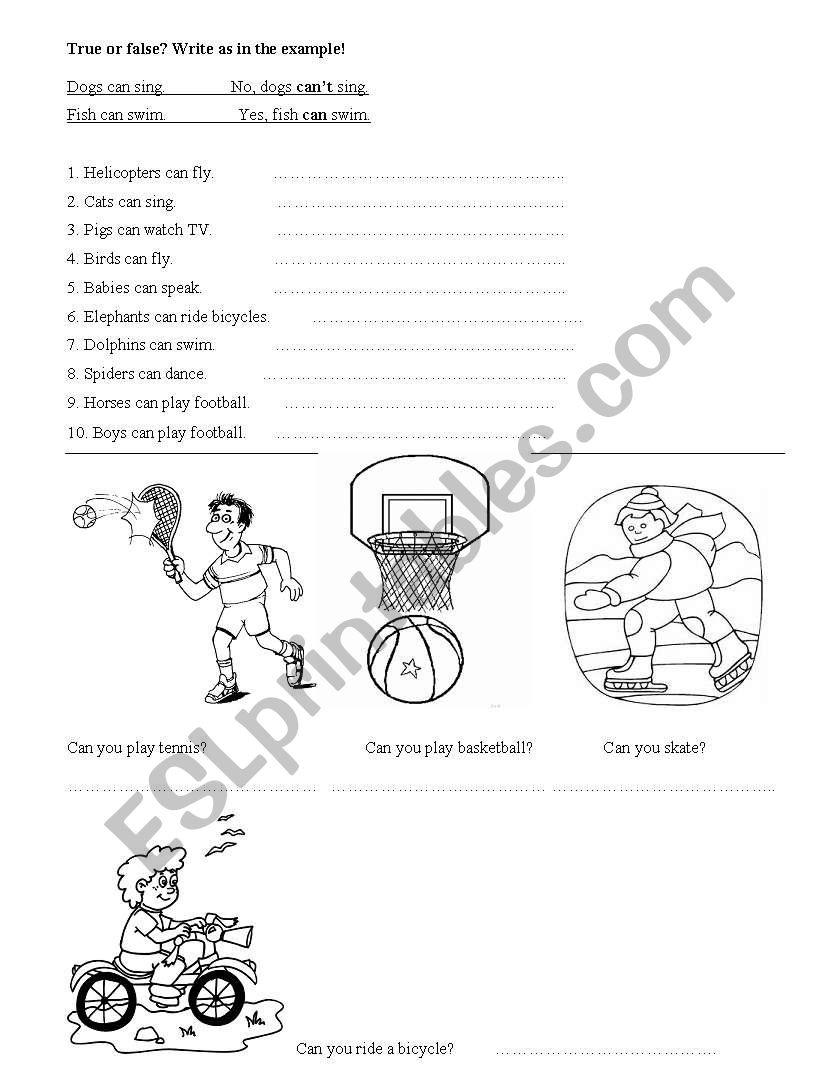 CAN or CANT? worksheet