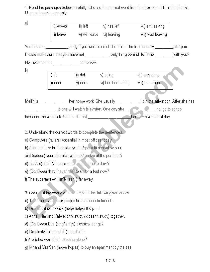 English Grammar  worksheet