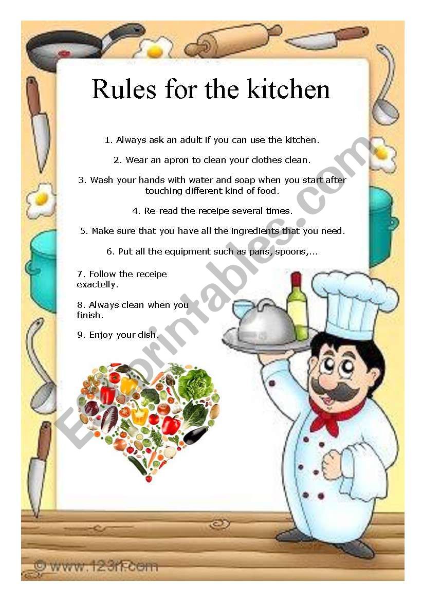 Rules for the kitchen - ESL worksheet by maitechu121