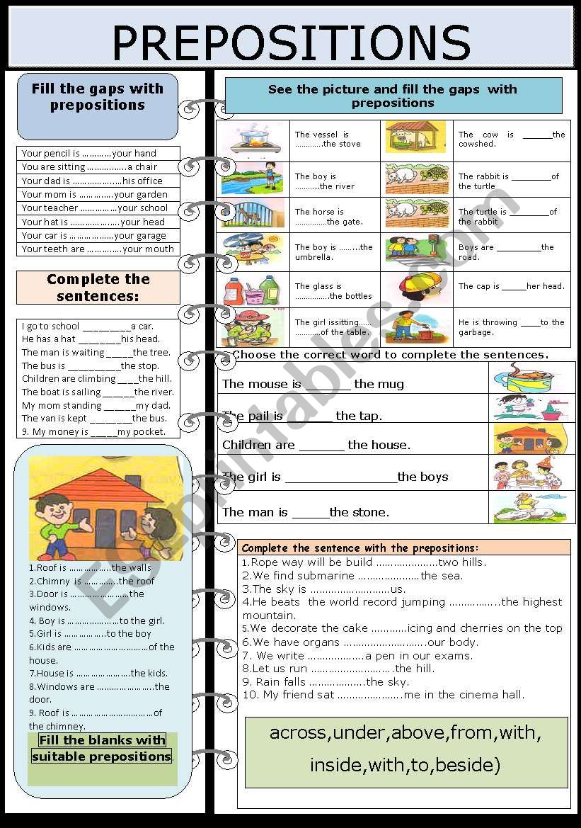 Prepositions worksheet