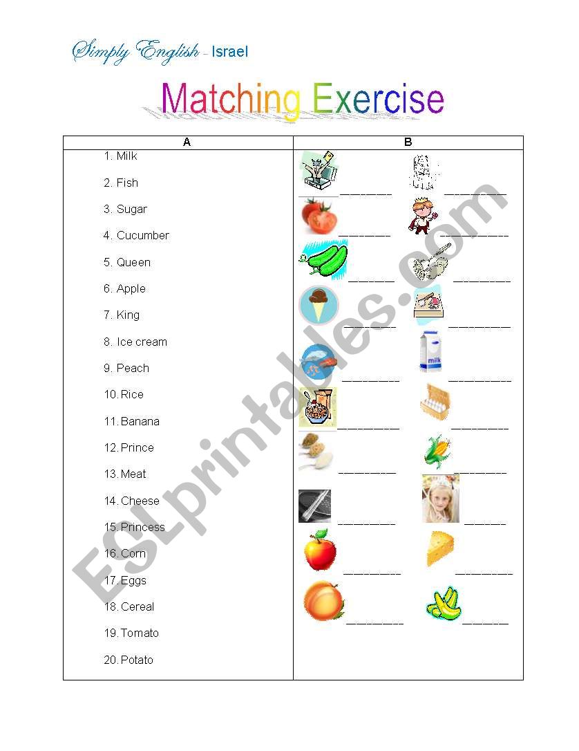 Matching Exercise worksheet