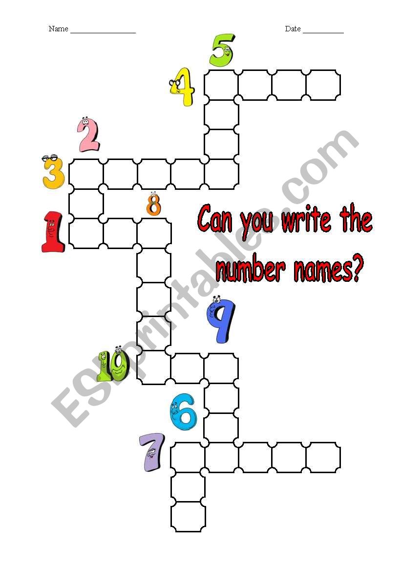 number names esl worksheet by fleur