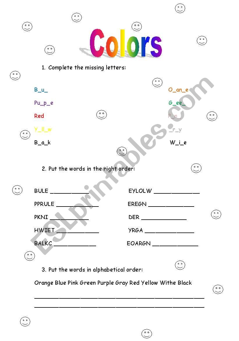 Colors worksheet